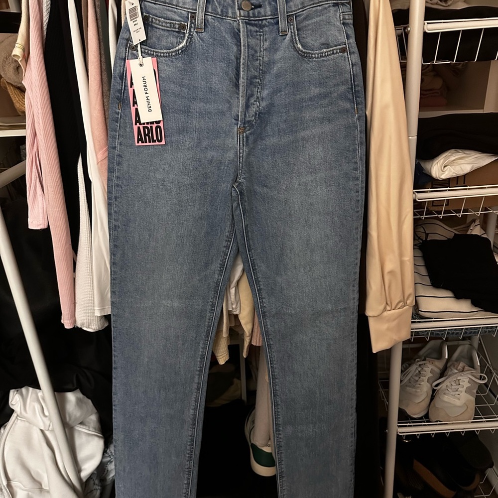 Blue High-Waisted Straight LegJeans Artizia